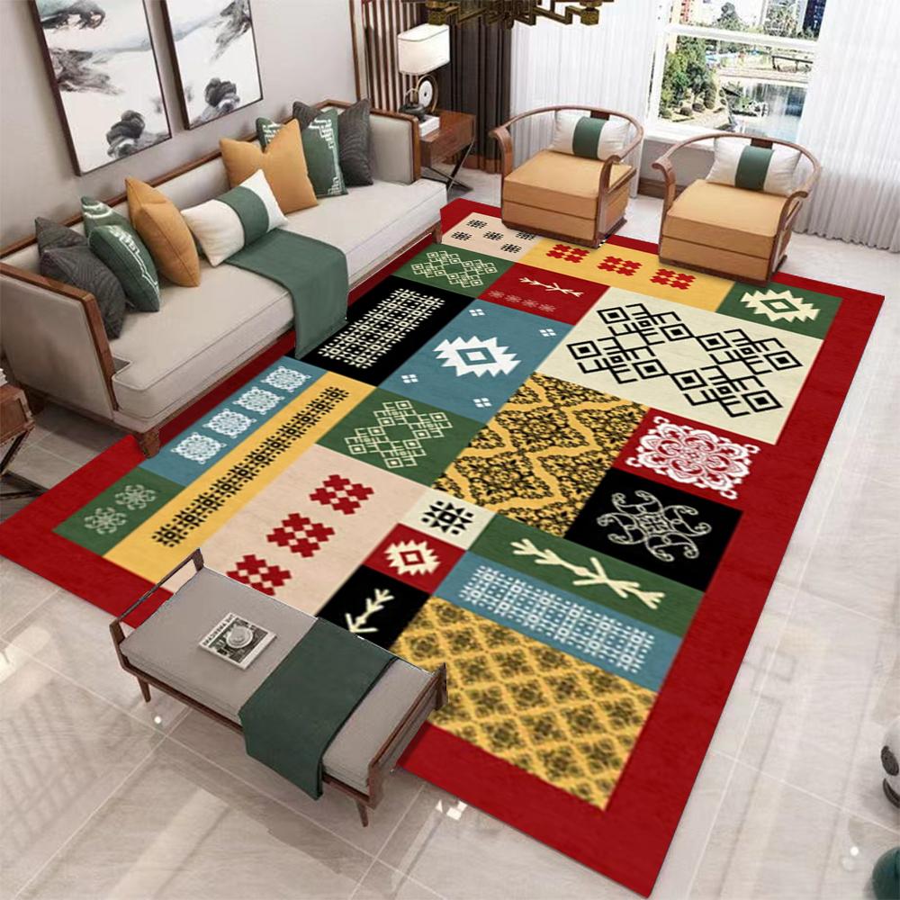 Colorful Diamond Circle Pattern Living Room Carpet Non Slip Large Rug Geometric Abstract Design Modern Home Decor Floor Mat