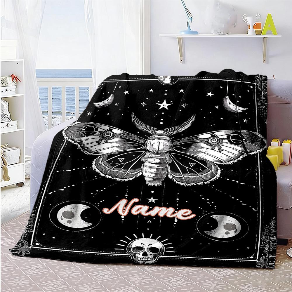 Butterfly Moon Words Moon Personalized Name Blanket Gift Personalized Blanket Ultra-Soft Throw For Sofa Home Decor Picnics Bed for All Occasions