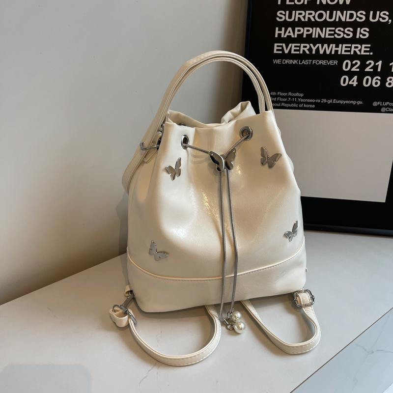 2025 Damen Silber Eimer Tasche: Roter Sommer-Schulterrucksack