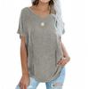 2026 Women's Loose Solid Color V-Neck Casual Summer T-Shirt