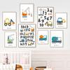 Excavator Crane Truck Alphabet Number Name Custom Wall Art Canvas Painting Posters And Prints Pictures For Baby Kids Room Decor