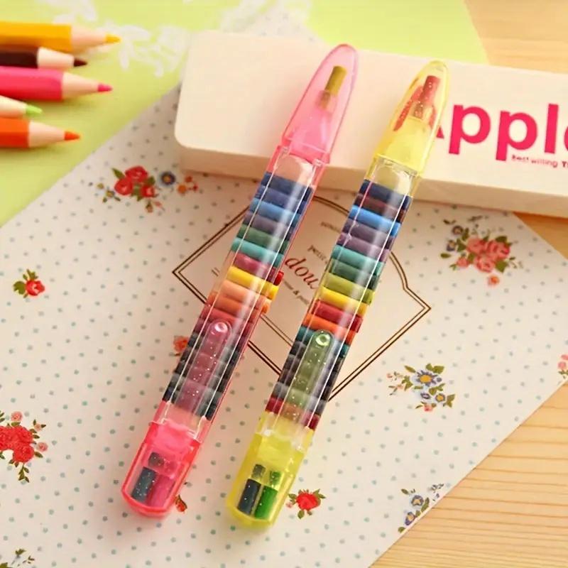 Bâtonnet de Pastel à l'Huile Rechargeable, 20 Couleurs Tout-en-Un, Portable & Lavable pour l'École & le Dessin Artistique