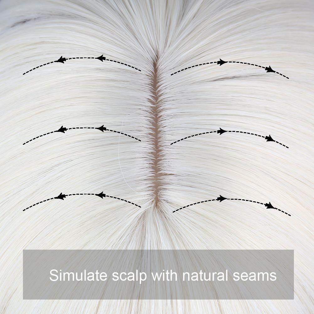 Long Straight Wig With Bangs Natural White Hair Wigs Synthetic Heat Resistant Wigs For Girls Daily Party Use