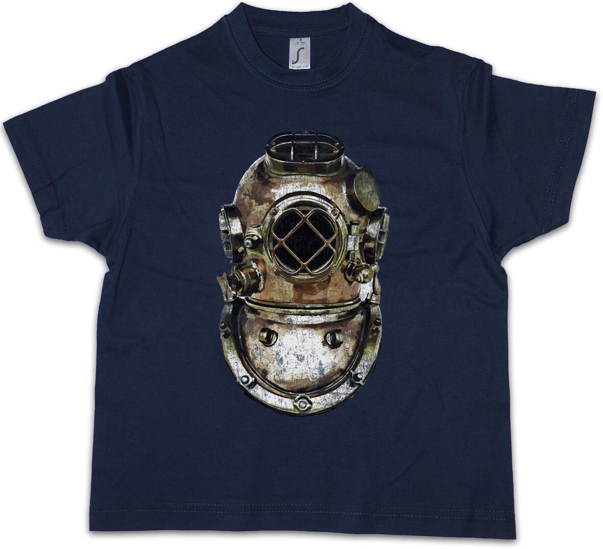 DIVER HELMET Kids Boys kids boys T-Shirt Nautical Tattoo Diving School Sailor Sailing 150