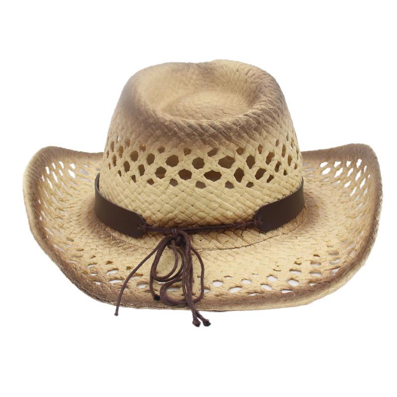 Hut mit Hohlgeflecht Atmungsaktiv Frühling und Sommer Winddicht Einfach Reise Strand Cowboy Strohhut Sonnenhut
