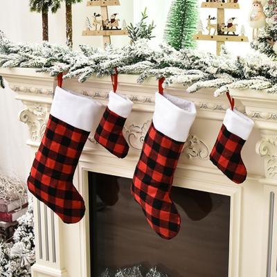 Julstrumpa Burlap Mantel dekoration för Party Family Holiday Xmas
