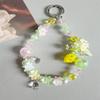 Handmade Fresh Flower Crystal Beaded Phone Wrist Lanyard & Keychain