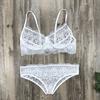 2 Teile/satz Sexy Hohl Durchsichtige Spitze Unterwäsche Set Sling Bh Mid-rise Slip Set Einfarbig Ultra-dünne unterwäsche Set