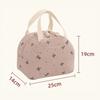 New Corduroy Lunch Bag Thermal Insulated Cute Bear Bow Picnic Food Pouch Multi-functional Storage Handbag for Outdoor Travel