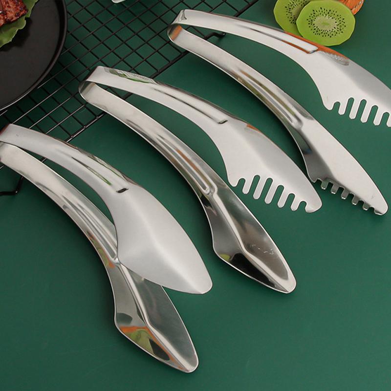 Grill Tongs Buffet Food Clip Stainless Steel Knife Shaped Food Clamp Thick Baked Bread Sandwich Clip with Double Toothed Clamp