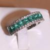 Retro-Formringe für Damen Grüner Zirkon Silberfarbener Schmuckring Klassischer Hochzeits-Verlobungsring Vollbohrschmuck Liebesring