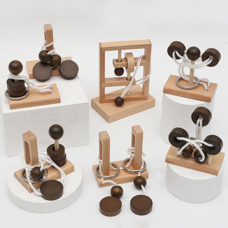 Labirinto di Legno Sblocca Sbroglia Giocattoli Logica Intelligente QI Mente Cervello Rompicapo Montessori Puzzle Gioco Sollievo dallo Stress Decompressione