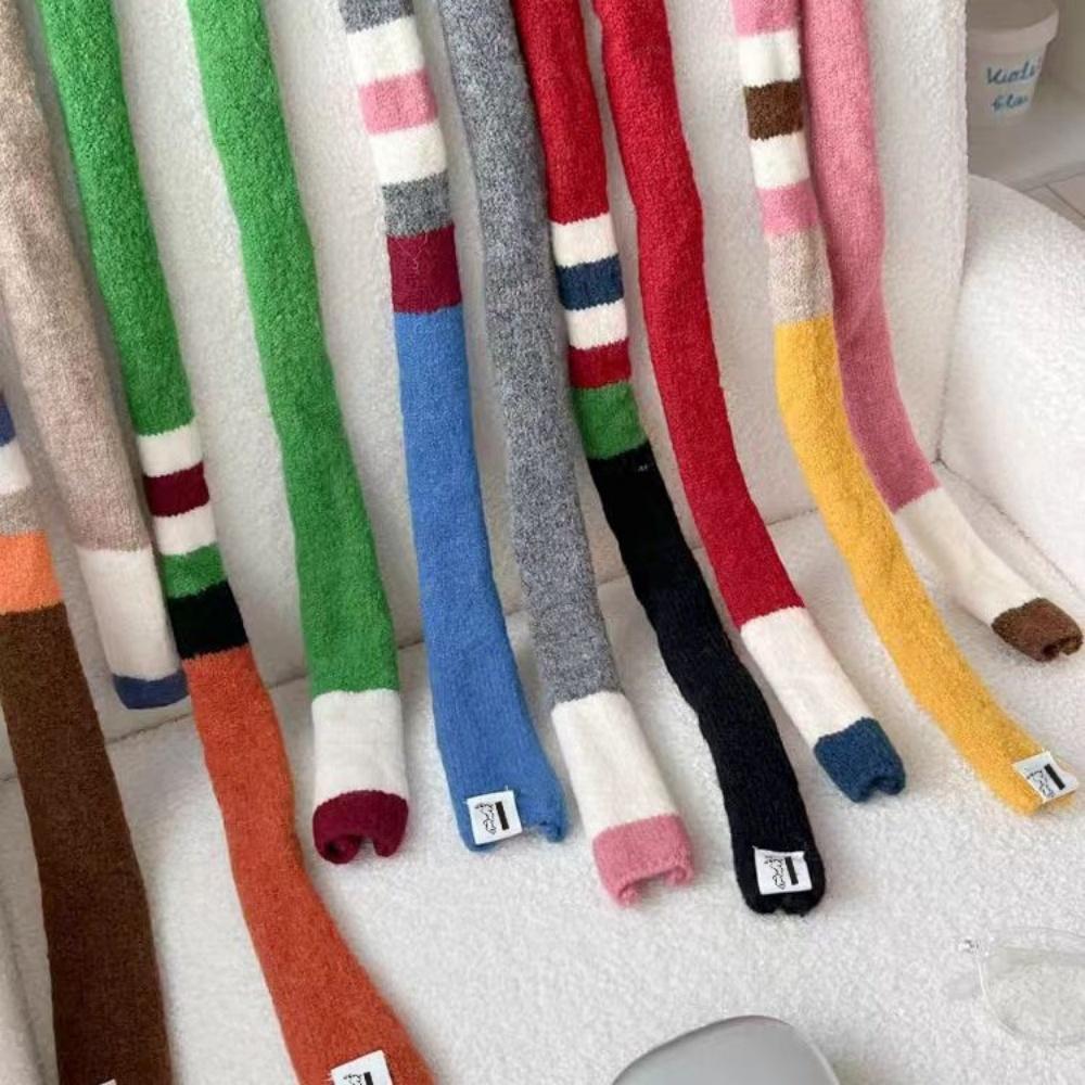 New Striped Plush Scarf Narrow Thin Long Scarves Fashion Korean Winter Warmer Scarf Casual Street Neckerchief for Men and Women
