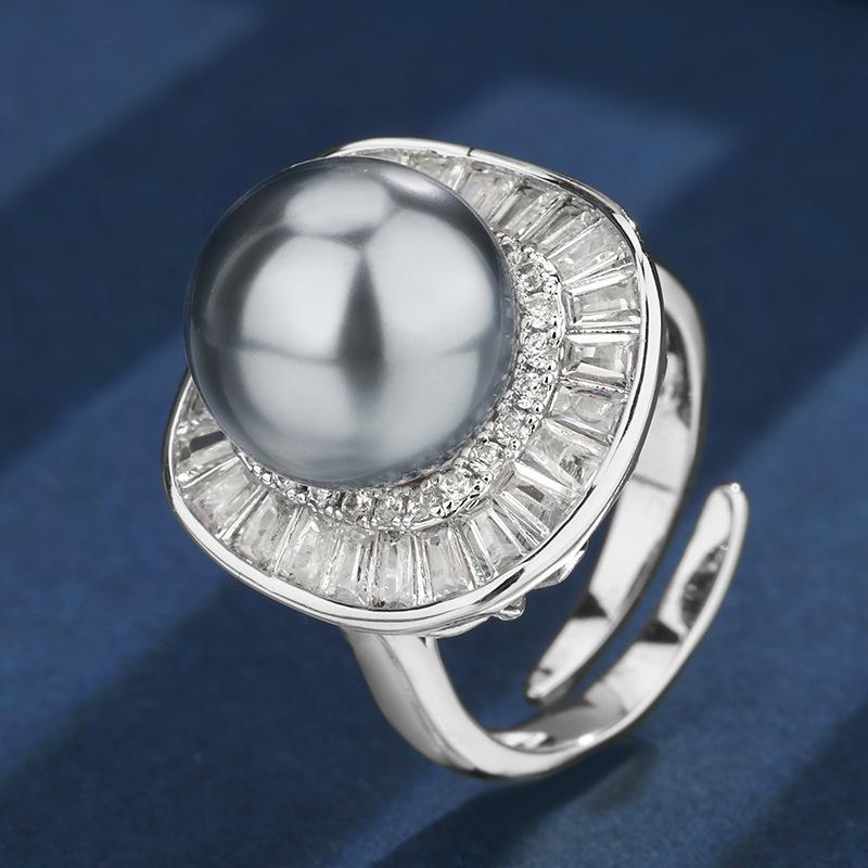 Jewelry Copper Bottom Gold-Plated Inlaid Gray Pearl Square Set Women 16-12Mm