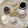 Fashion Plush Edge Knitted Warm Bucket Hat Women's Autumn and Winter Literary and Artistic Style Straight Bucket Hat