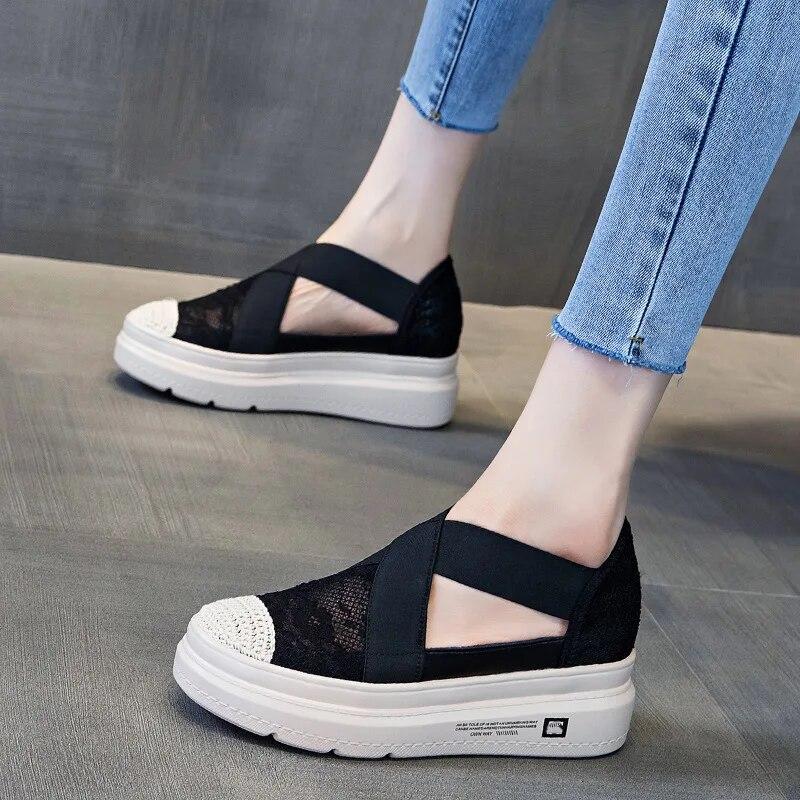 Rome Platform Sneakers Women Summer Comfortable N-slip Casual Shoes Thick Bottom Round Toe Loafers Zapatillas De Mujeres