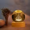 3D Shiv Crystal Ball Night Lamp, Solar System Shiv Idol Crystal Ball Night Light, USB Table Colorful LED Wooden Base Lamp for Home