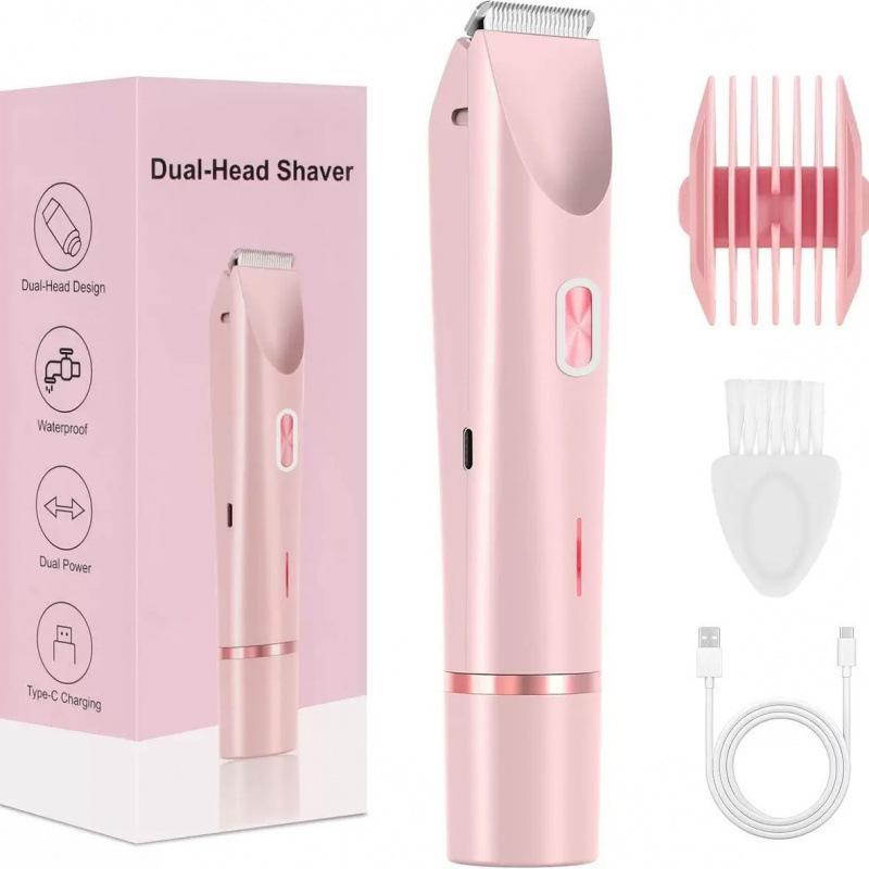 Women's Waterproof Electric Razor: Double-Head Shaver for Dry & Wet Use, Full Body Hair Removal