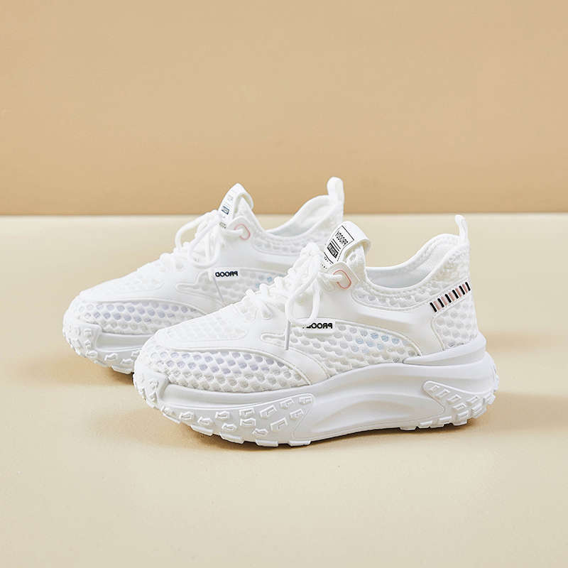 Thick-soled Dad Shoes Women's New Summer Breathable Mesh Hollow Soft Sole Thin Mesh Shoes Sports Lightweight Women's Shoes