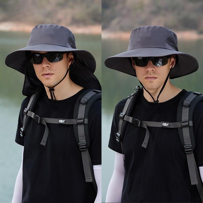 Summer Fisherman Hat With Large Brim For Outdoor Sun Protection And Neck Guard