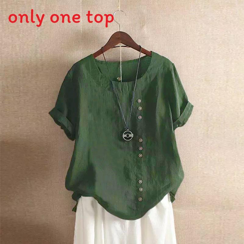 T-shirt in Cotone e Lino da Donna con Vestibilità Larga e Maniche Corte per Uso Casual