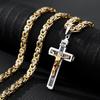 Colier pandantiv Crucifix Isus Cristos Catolic din Oțel Inoxidabil Colier cu lanț Curb 24" pentru Bărbați Femei