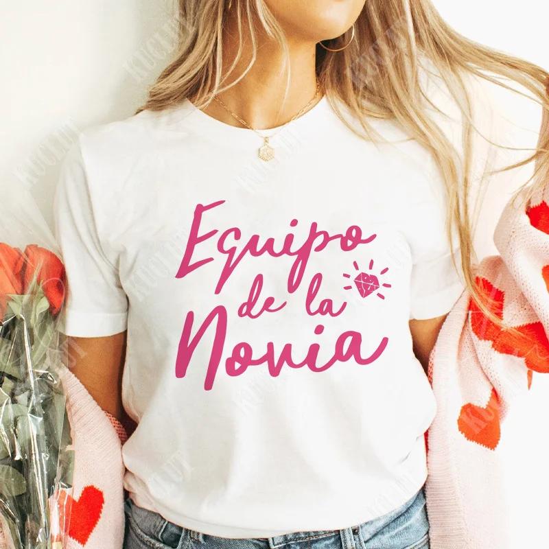 Girl Team Bride Squad T-shirt Spanish Women Bachelorette Hen Party Tee Shirt Bridal Wedding Single Farewell Short Sleeve Tops