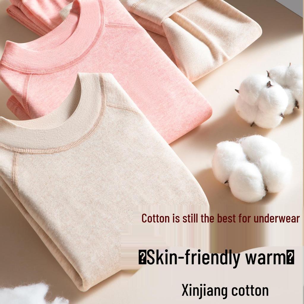 Kids' Warm Lycra Cotton Underwear Set: Autumn Solid Color Sweater & Pants for Boys and Girls