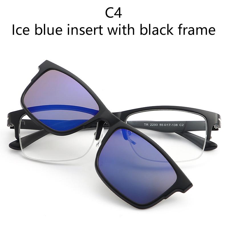 2 In 1 Optical Lens Sunglasses Lens Magnetic Clip Set Colorful Sunglasses Myopic Eyeglasses Metal Half-Frame Design