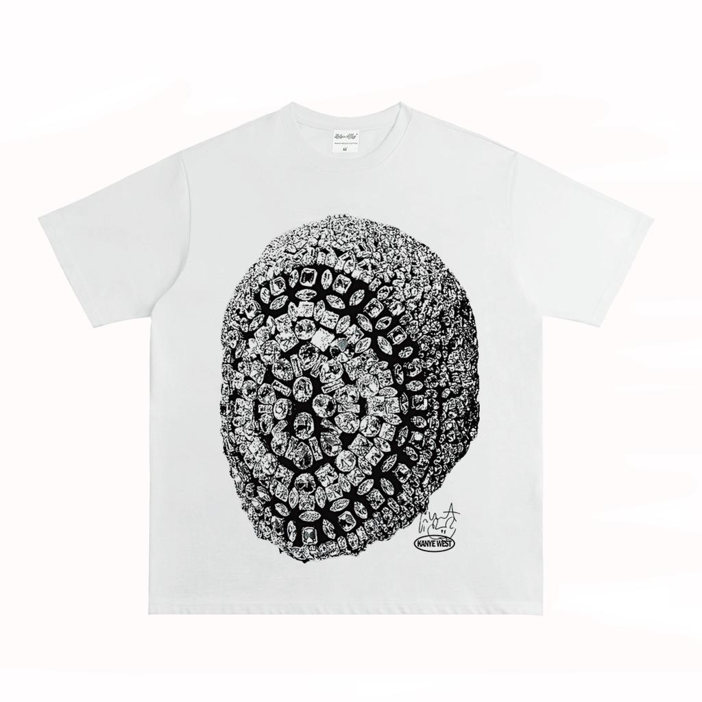 Kanyes American Retro Headgear Street Retro Hiphop Pure Cotton Trendy Shortsleeved Tshirt For Unisex And Unisex