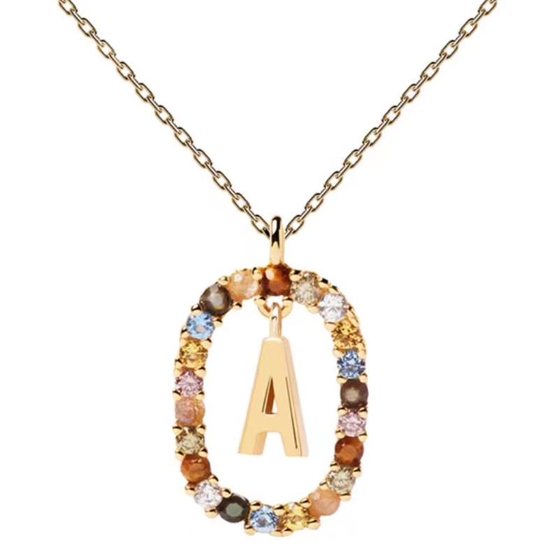 European & American Spanish Zircon Alphabet Necklace - Stylish Clavicle Chain Pendant