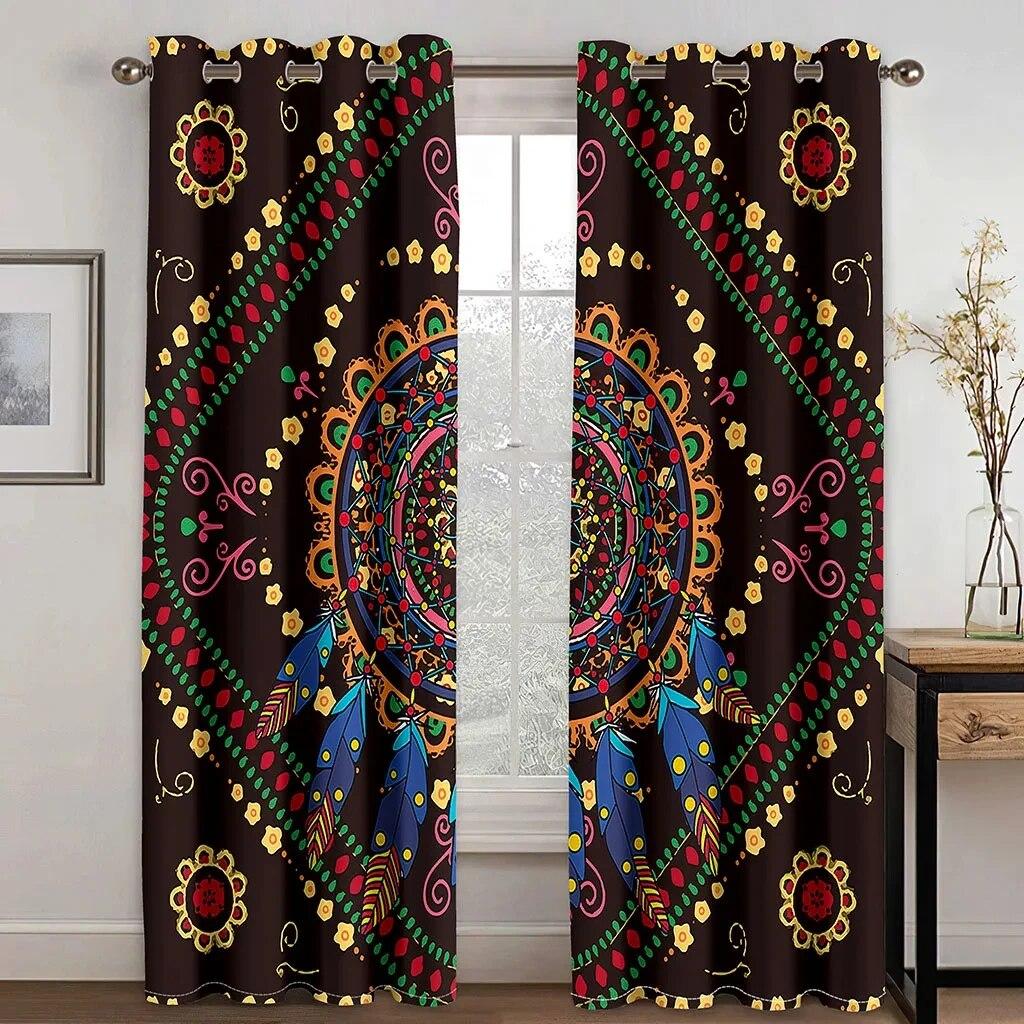 Boho Animal Wolf Dreamcatcher High Shading Curtains For Living Room Bedroom Window Drape Decor Multiple Colour Blackout Curtain