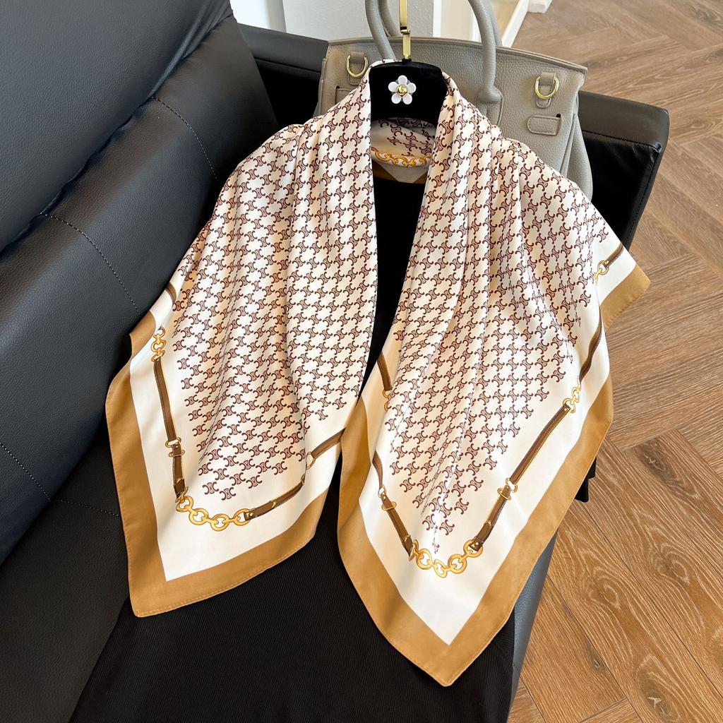 Large square scarf silk scarf women's new versatile spring and autumn winter high-end mother scarf shawl with shirt