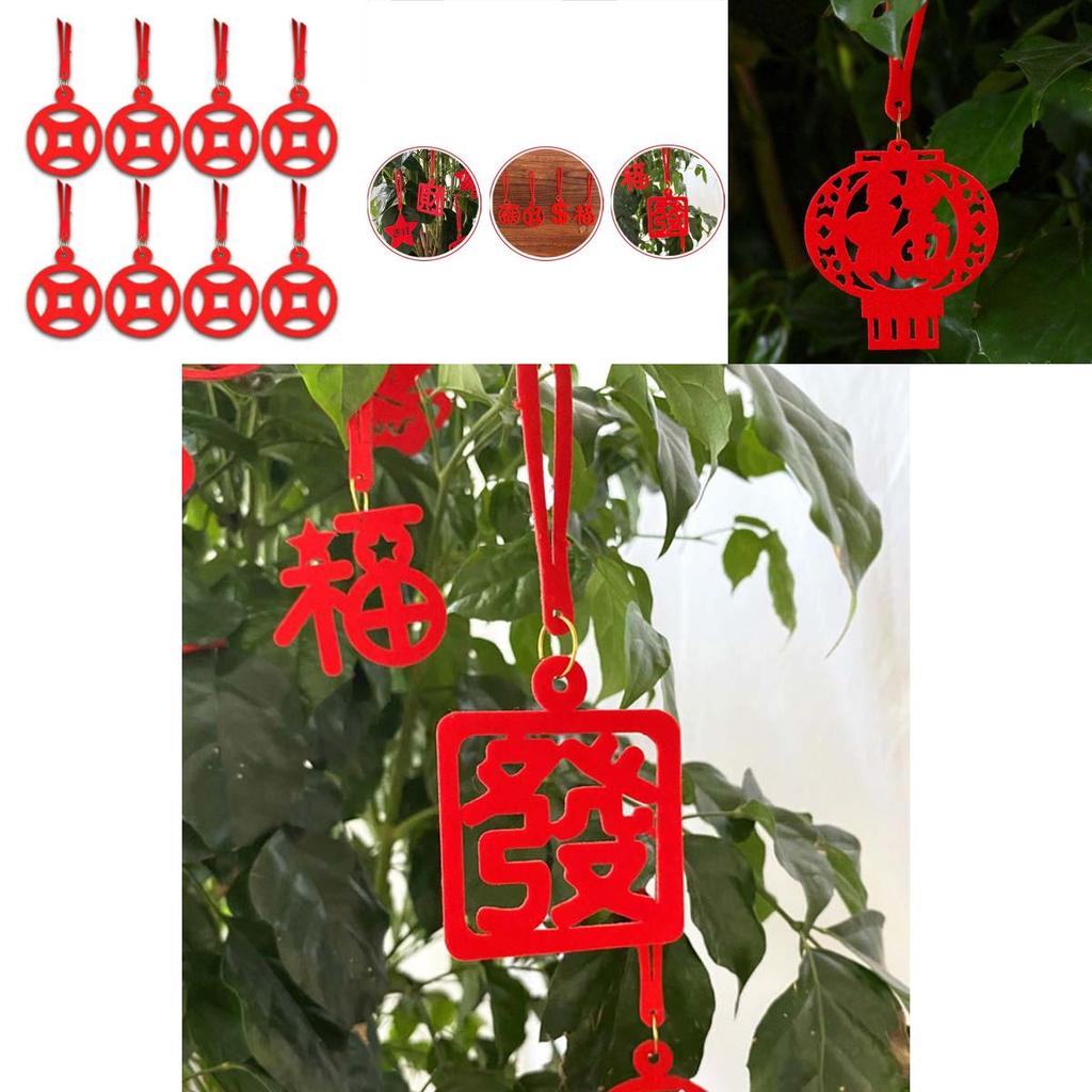 Beautifully Crafted 8pcs Chinese New Year Cny Outdoor Red Decor Festival Bonsai Money Tree Pendant