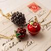 Opening and Closing Lid Locket Pendant Necklace Hidden Animal Glazed Fruit Choker  Birthday Gift