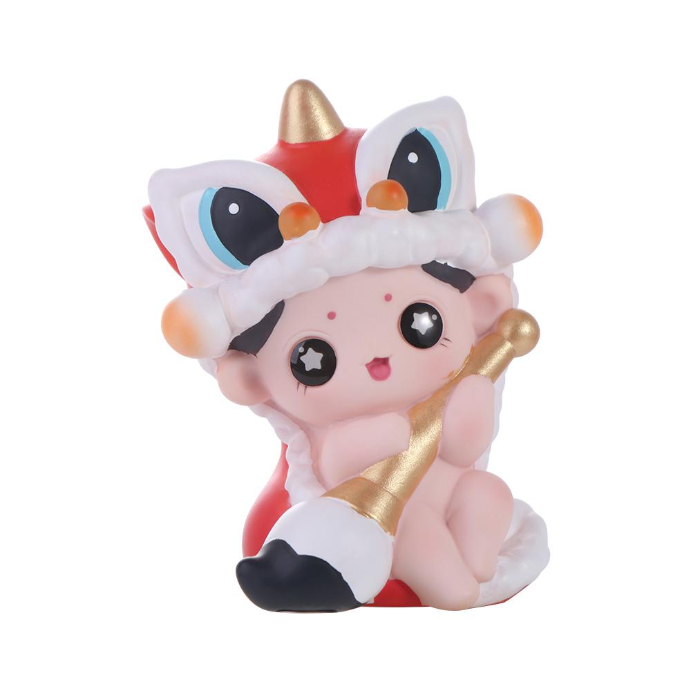 Gift Boy and Girl Lion Dance Doll Chinese Style Red Lion Dance Boy Statue Chinese New Year Lion Dance Ornaments Hone Decoration