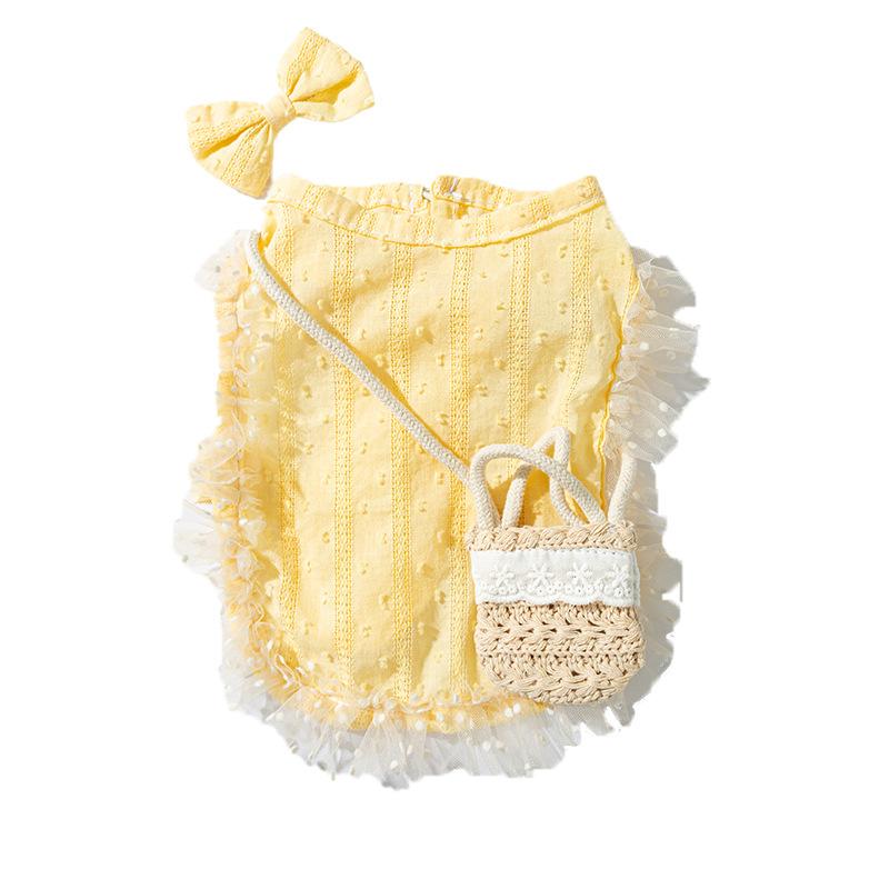 Dog Clothes Spring and Summer Princess Wind Quiet Pastoral Vest Teddy Than Bear Small and Medium Dog Pet Clothes