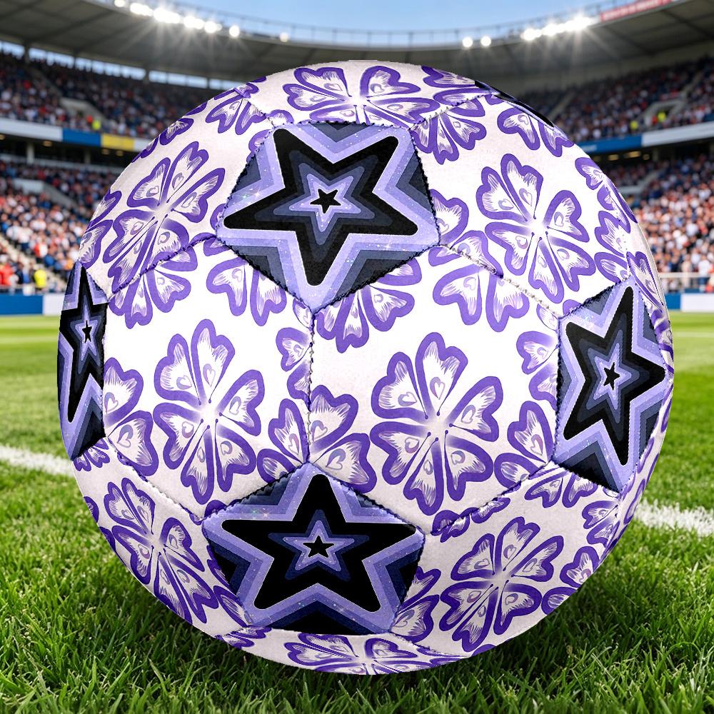 1PC Purple Floral Galactic Star Kaleidoscope Soccer Ball Size 5 Football Machine Sewn Indoor/Outdoor Universal Football A40