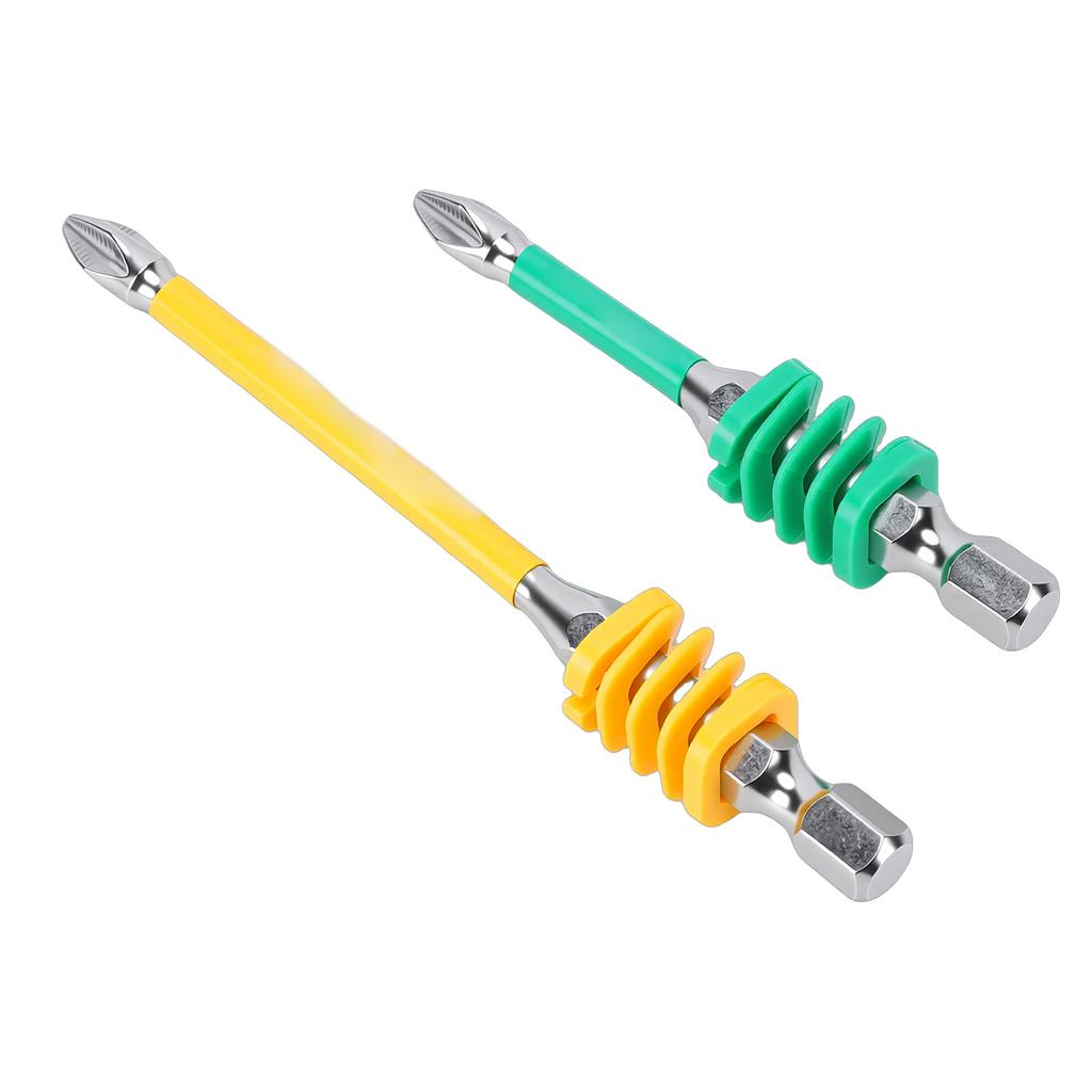2Pcs Spring Loaded PH Screw Driver Bits Non Slip Magnet Tip 1Celsius4in Hex Shank Proof Steel for Electricians Power Drill Hand Tools 65mm 9