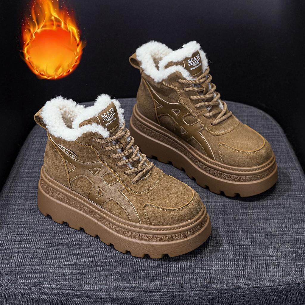 Thick-soled Snow Boots, New High-top Shoes with Fleece Cotton, Casual Dad Shoes for Women