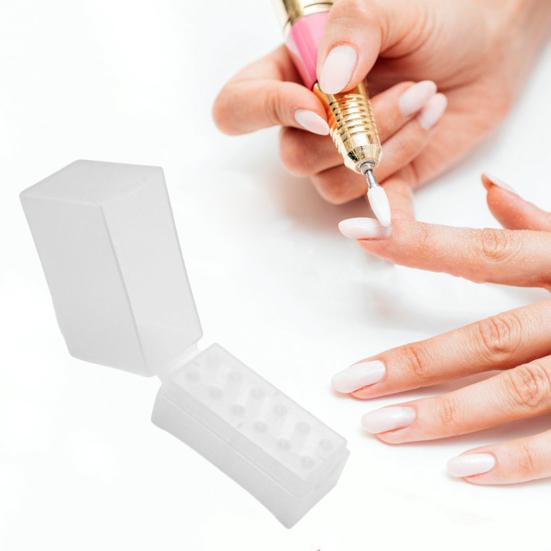 12 Holes Bit Box Large Capacity Buckle Design Dustproof Moisture-proof Manicure Tool Nail Art Drill Grinding Head Bit Display Storage Box