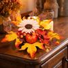 2 Piece Artificial Pumpkin Sunflower Maple Leaf Floral Arrangement for Autumn Thanksgiving Table Centerpiece Display Decoration