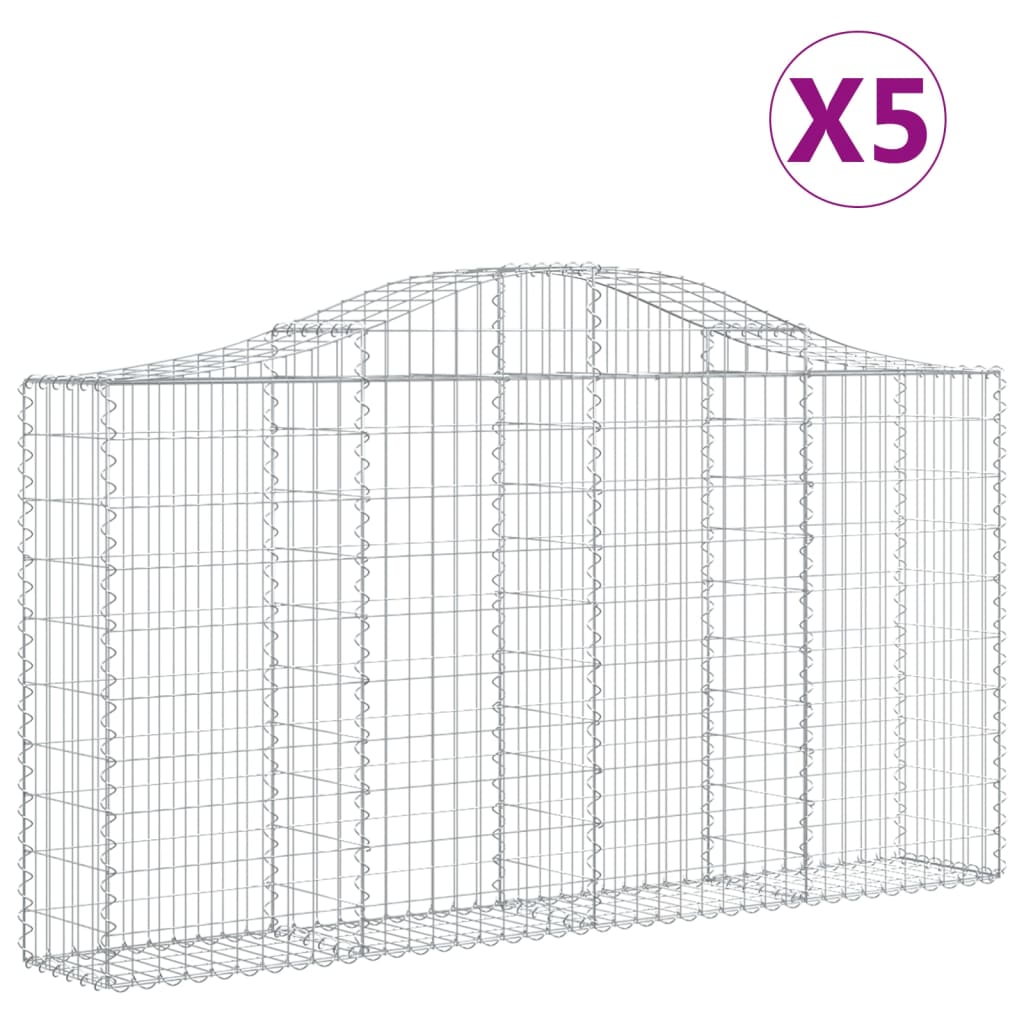 Gabion Baskets with High Arch 5 pcs 200 x 30 x 100 120 cm Galvanized Iron