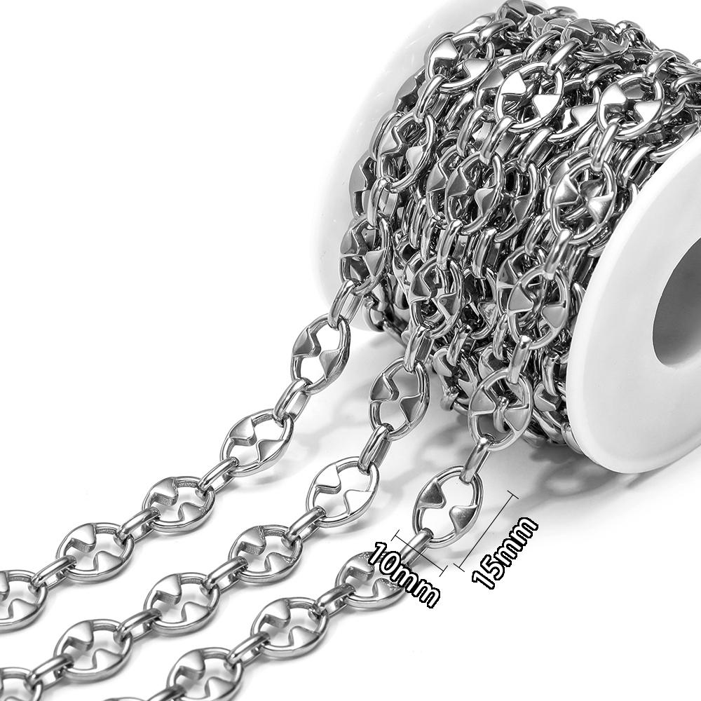 1 Meter Stainless Steel O Link Rolo Cable Chunky Chains for DIY Jewelry Bracelets Supplies Necklace Findings Earrings Making