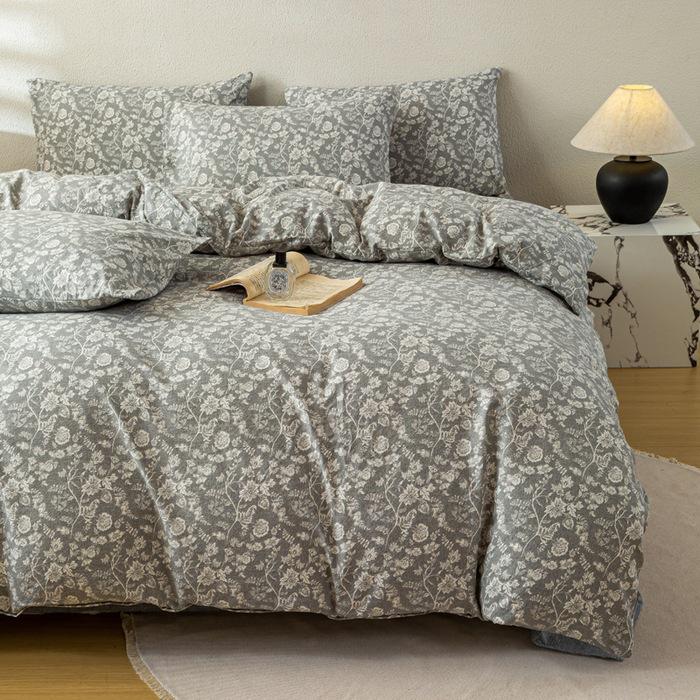 2025 Dickes Hochgewicht Retro Leinen-Print Vierteiliges Set