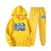 New European and American sweater sweatpants two-piece set loose casual hooded sweater set printed drawstring sweater