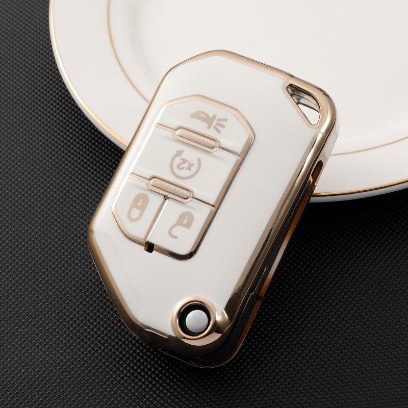 Gold Edge Car Key Case for Jeep Wrangler Sahara 21 & Wrangler 18-20 Models