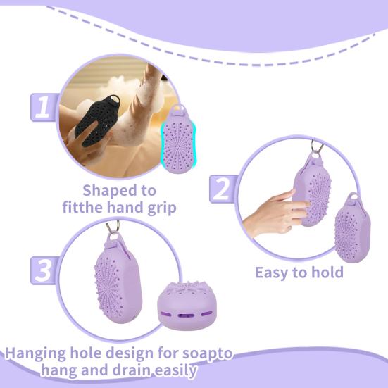 Tvålpåse i silikon med dräneringshål Knappdesign Dubbelsidig exfolierande tvålpåse Tvålsparande ficka Duschkroppsskrubb
