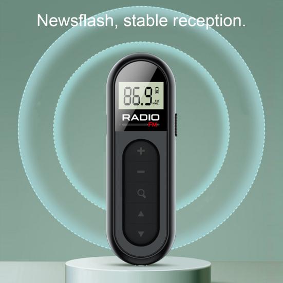 Portable Mini FM Radio Clip Design Clear Signal Low Distortion LCD Display Rechargeable High Sensitivity Mini Radio