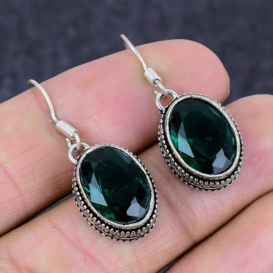 Natural Indicolite Tourmaline 925 Sterling Silver Jewelry Earring 1.38" U2l44